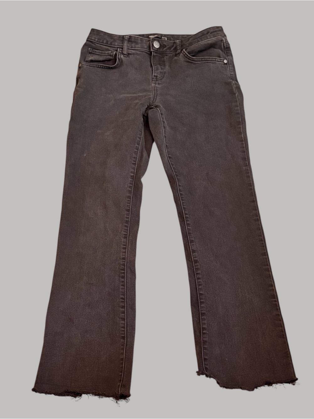 Simply Vera Vera Wang Bootcut Jeans Size 10 Black Wash Raw Hem Stretch Denim